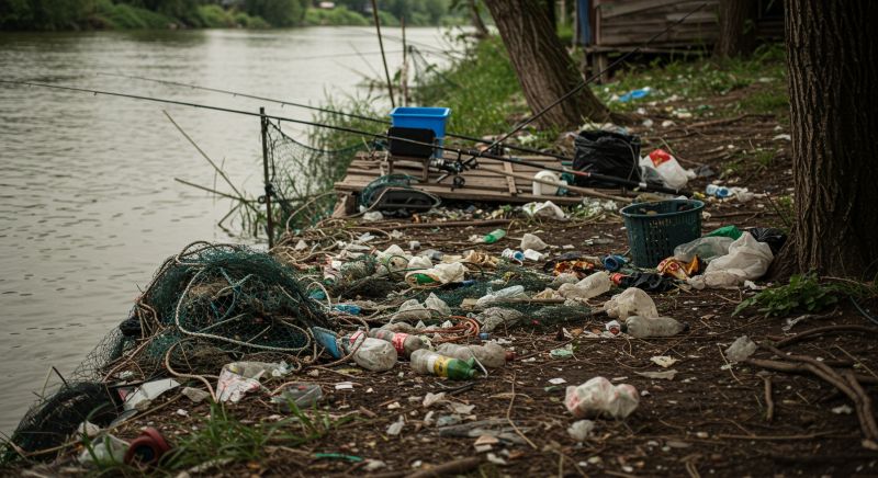 散らかった釣り場