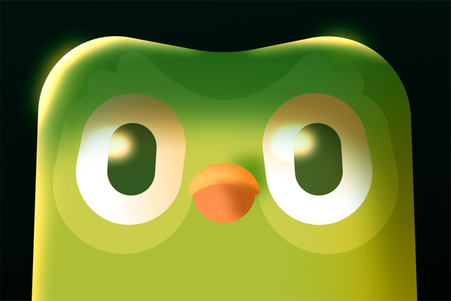 緑色のフクロウ「デュオ」